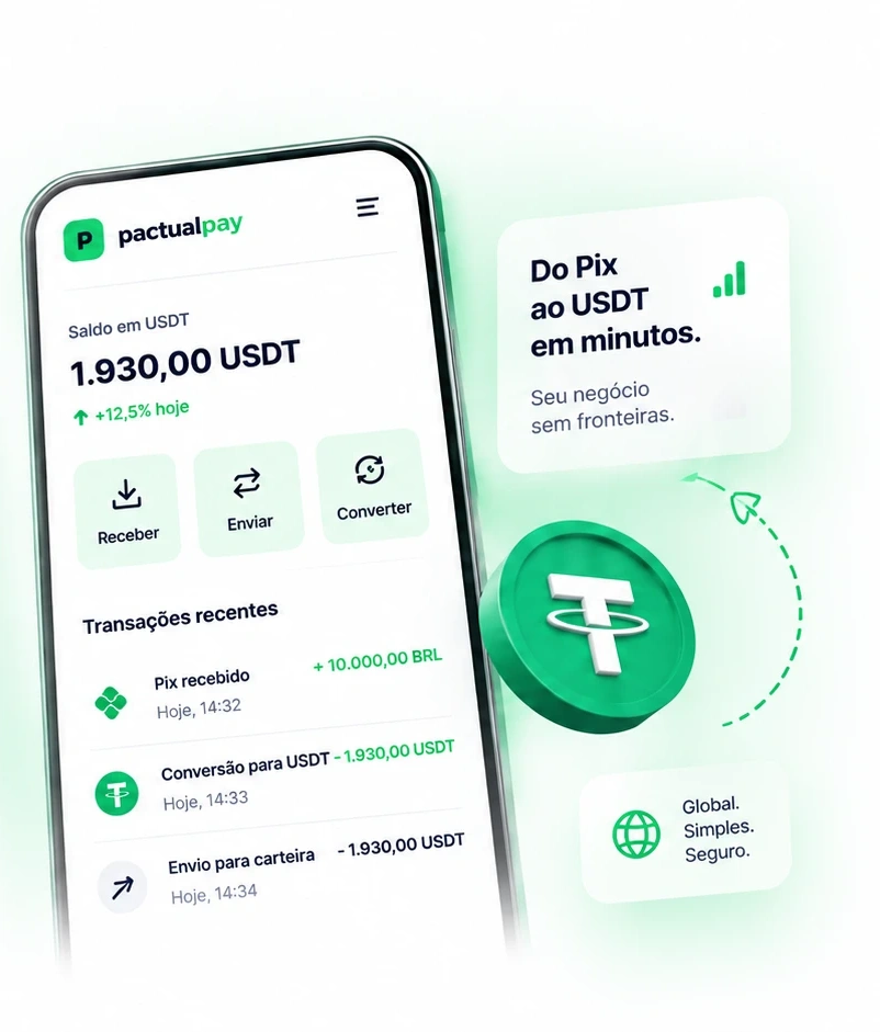 PactualPay Saldo em USDT e Transações